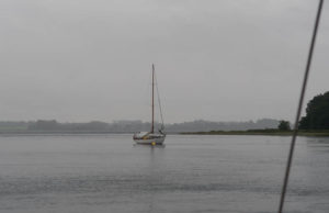 Op de ankerplek in de regen